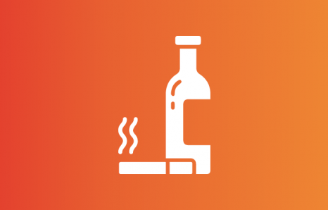 Symbol of a bottle of alcohol and a cigarette